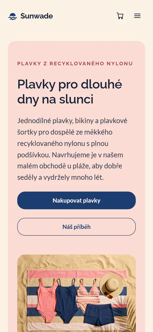 Šablona obchodu s plavkami v telefonu
