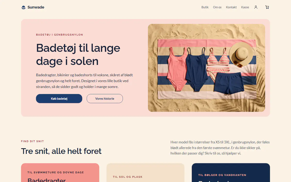 Skabelon til badetøjsbutik, på en computer