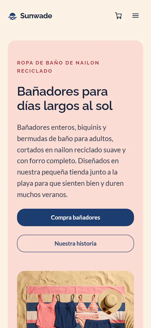 Plantilla de tienda de trajes de baño, en el móvil