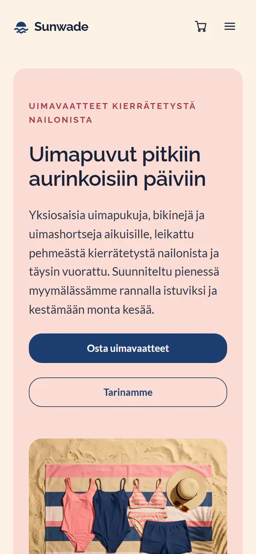 Uimapukukaupan malli, puhelimella