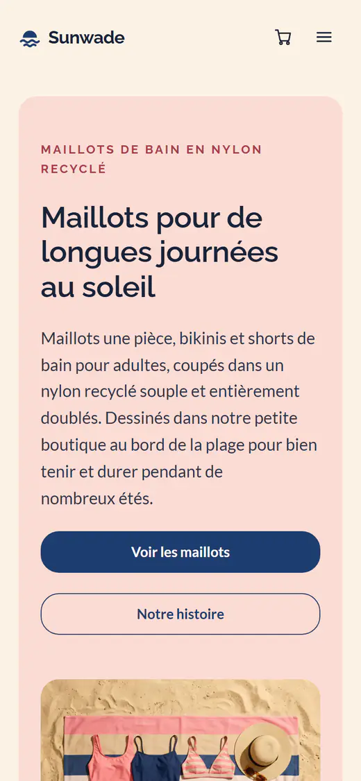 Modèle de boutique de maillots de bain, sur téléphone