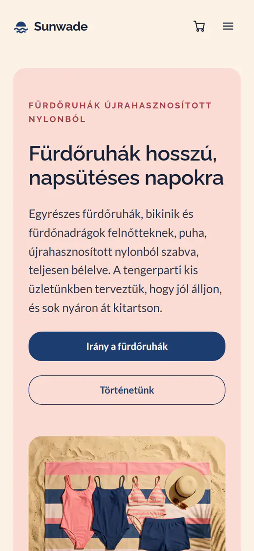 Fürdőruha webáruház-sablon telefonon