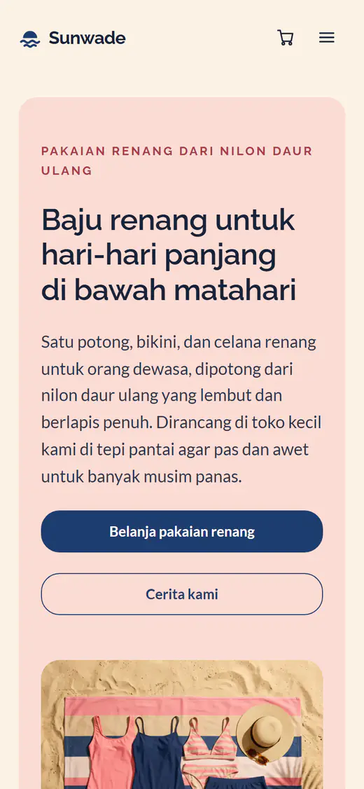 Templat toko pakaian renang, di ponsel