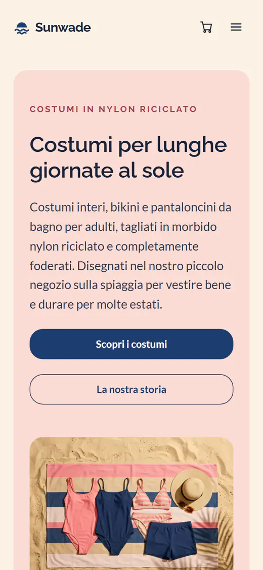 Modello di negozio di costumi da bagno, su smartphone