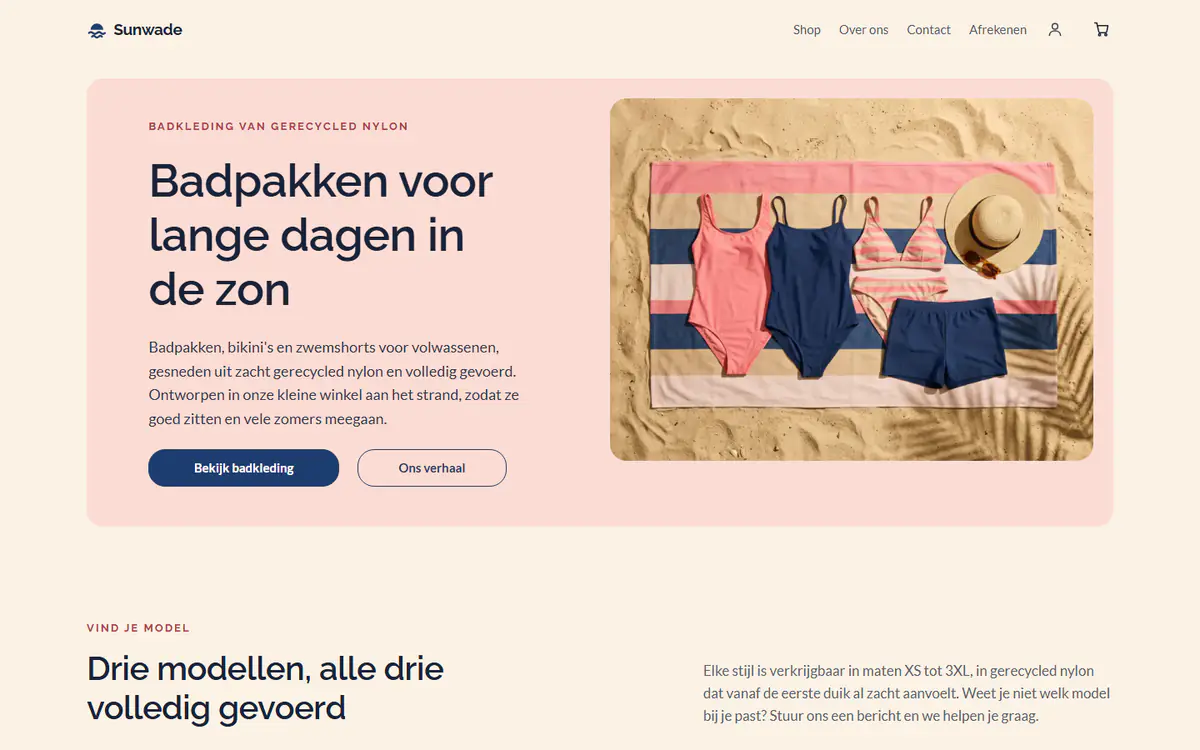 Sjabloon voor een badmodewinkel, op een computer