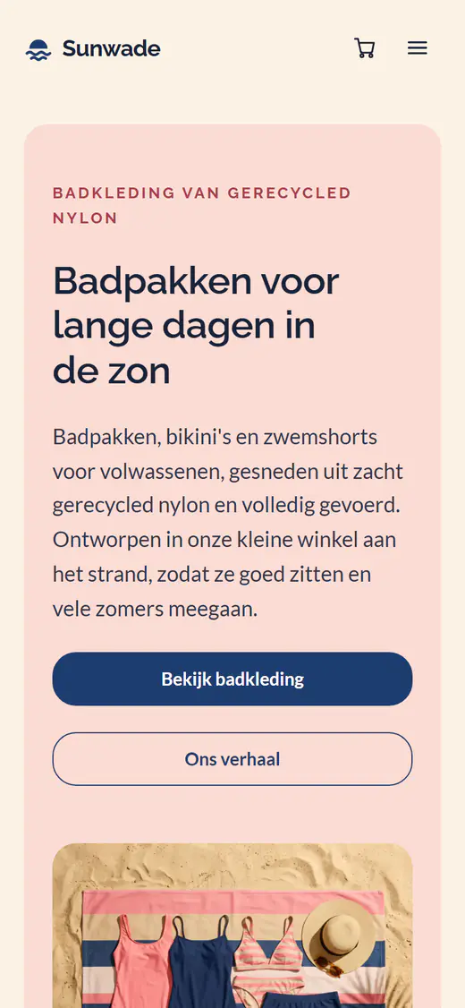 Sjabloon voor een badmodewinkel, op een telefoon