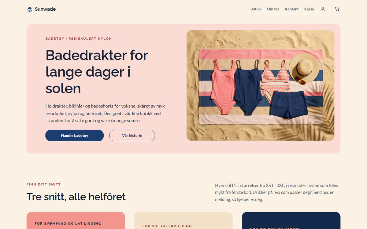 Mal for badetøybutikk, på datamaskin