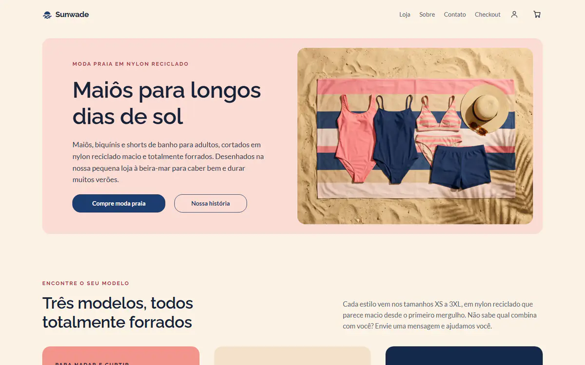 Modelo de loja de moda praia, no computador