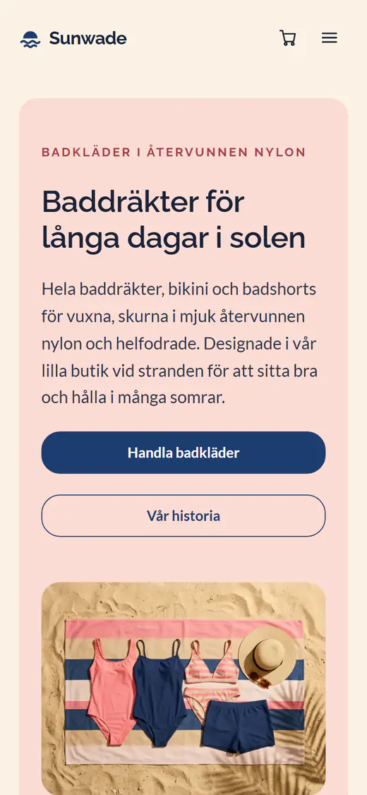 Mall för badklädesbutik, på en telefon