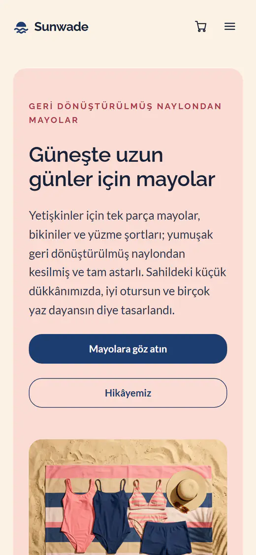 Mayo mağazası şablonu, telefonda