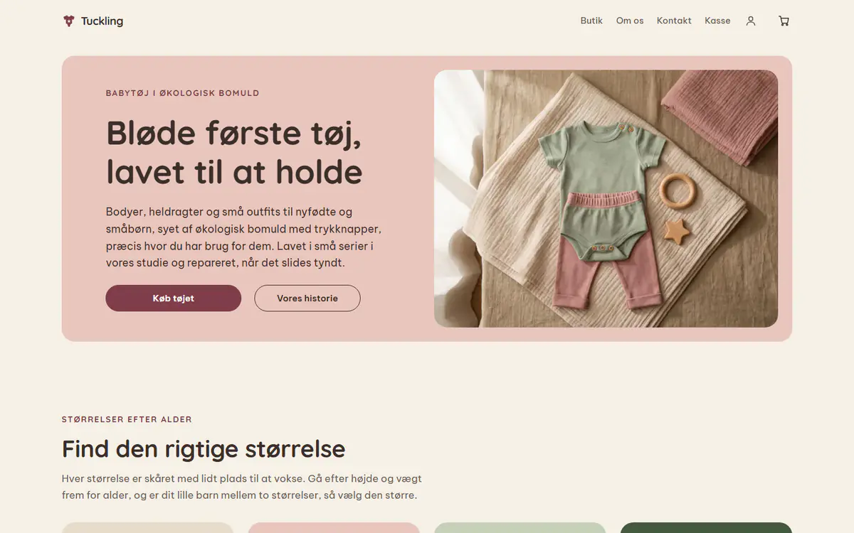 Skabelon til butik med babytøj og børnetøj, på en computer