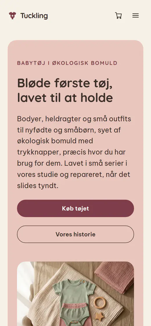 Skabelon til butik med babytøj og børnetøj, på en telefon