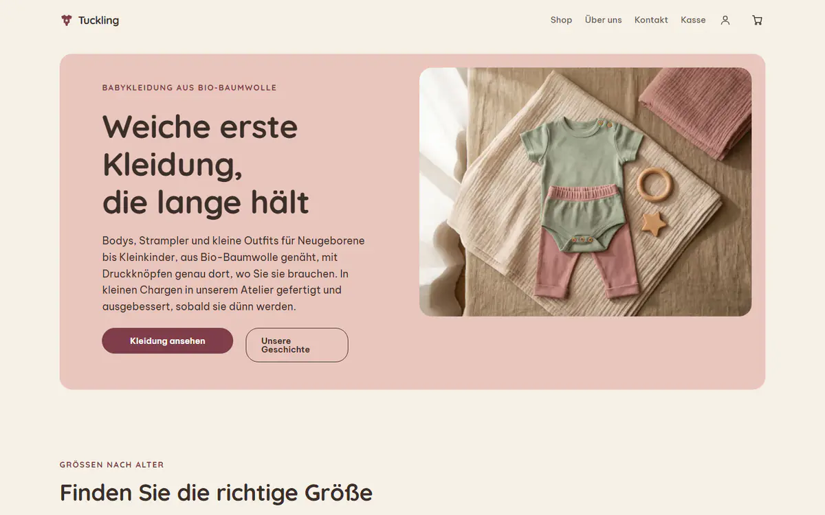 Shop-Vorlage für Baby- und Kinderkleidung auf einem Computer