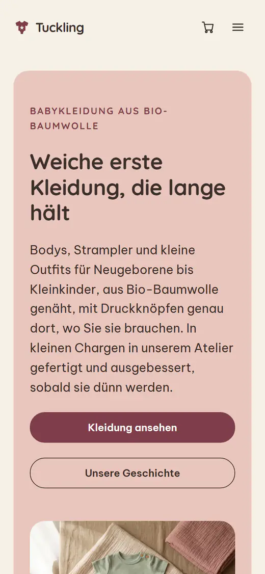 Shop-Vorlage für Baby- und Kinderkleidung auf einem Smartphone