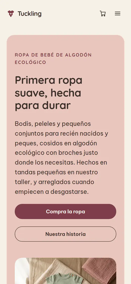 Plantilla de tienda de ropa para bebés y niños, en el móvil