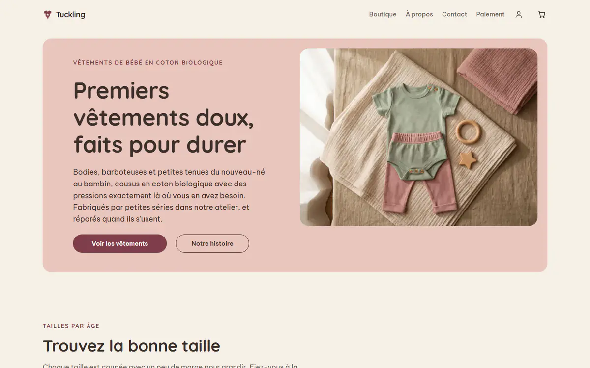 Modèle de boutique de vêtements bébé et enfant, sur ordinateur