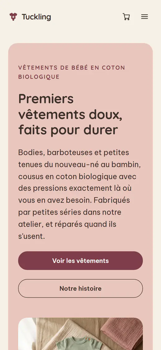 Modèle de boutique de vêtements bébé et enfant, sur téléphone