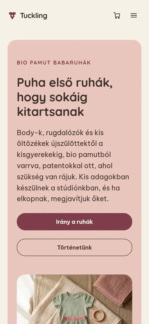 Baba- és gyerekruha webáruház-sablon telefonon