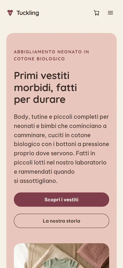 Modello di negozio di abbigliamento per neonati e bambini, su smartphone