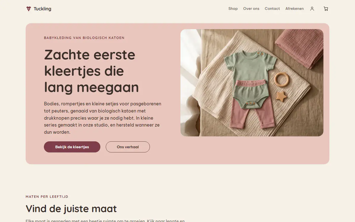 Sjabloon voor een winkel in baby- en kinderkleding, op een computer