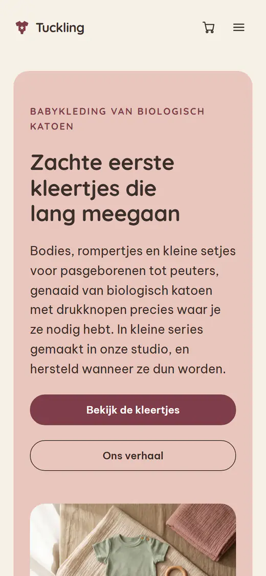 Sjabloon voor een winkel in baby- en kinderkleding, op een telefoon