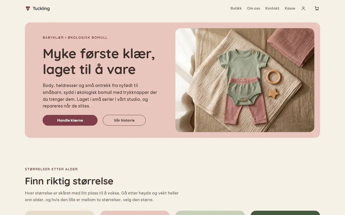 Mal for butikk med barneklær, på datamaskin