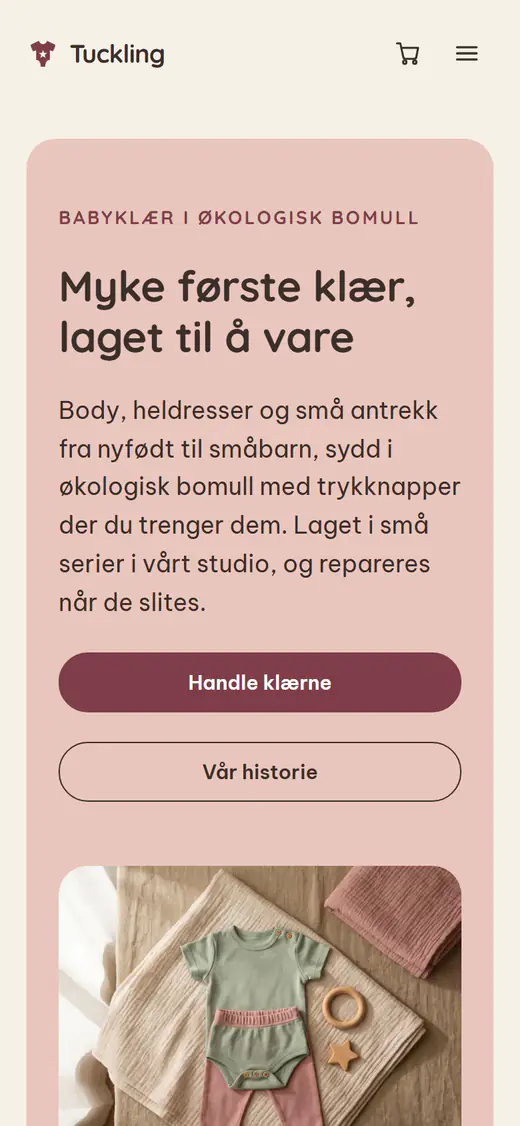 Mal for butikk med barneklær, på telefon