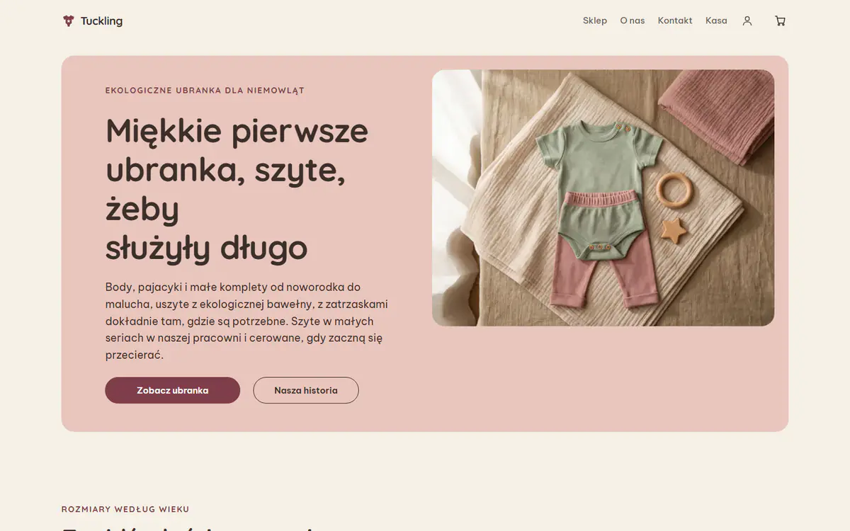 Szablon sklepu z ubrankami dla niemowląt i dzieci na komputerze