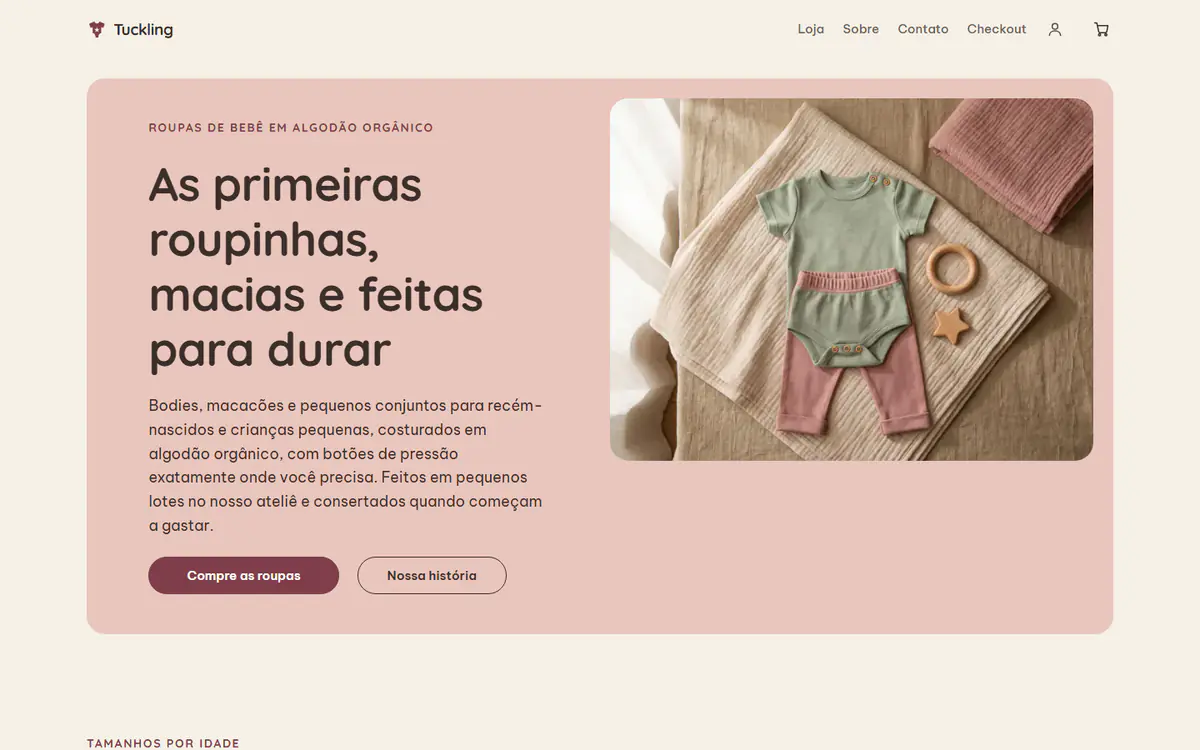 Modelo de loja de roupas para bebês e crianças, no computador
