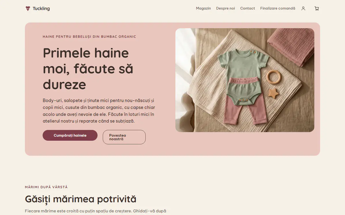 Șablon pentru magazin de haine pentru bebeluși și copii, pe calculator