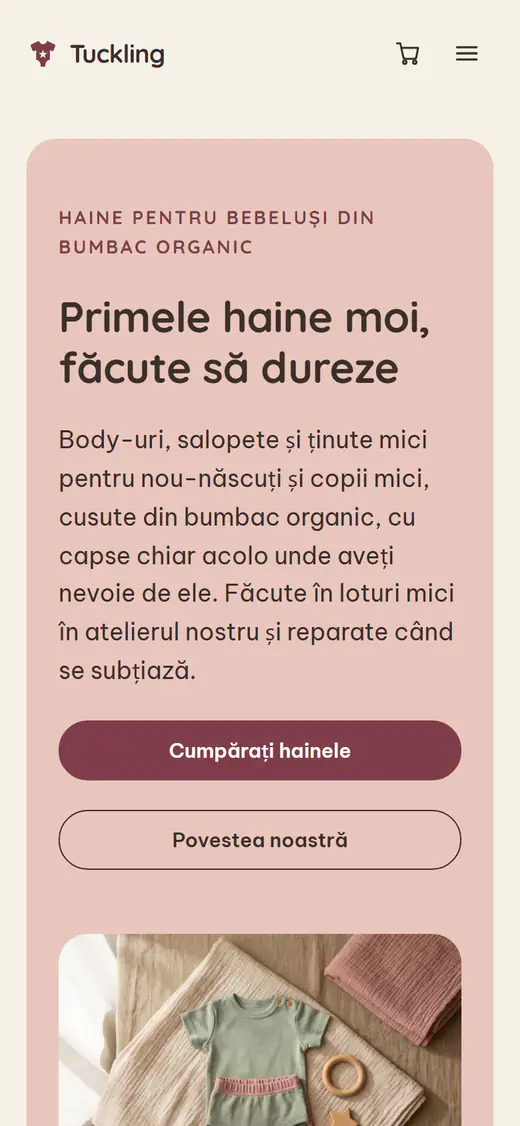 Șablon pentru magazin de haine pentru bebeluși și copii, pe telefon