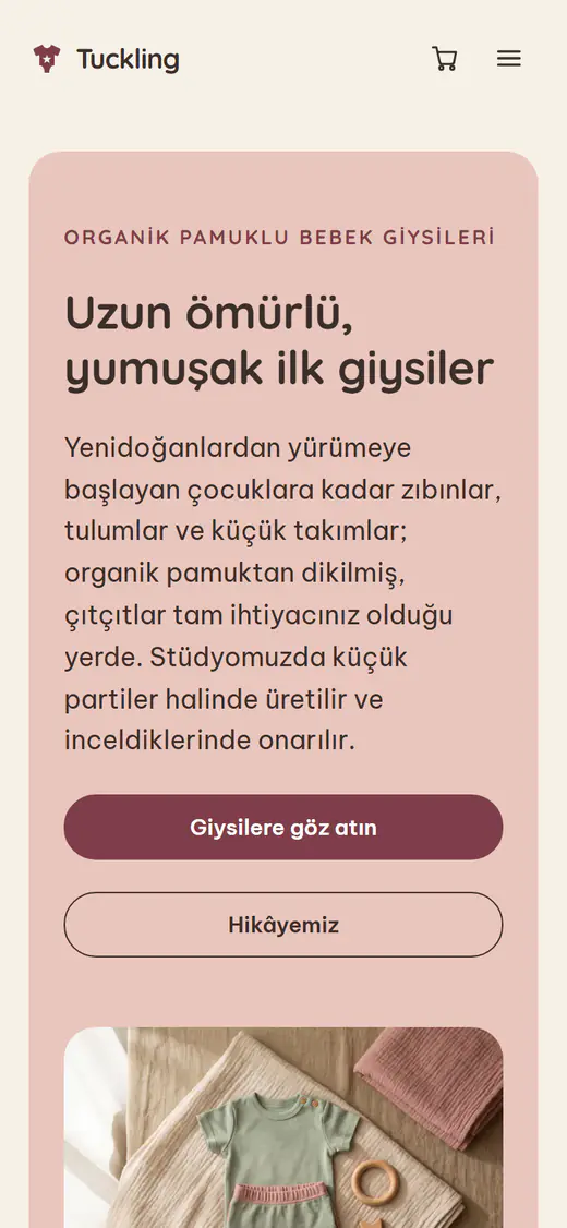 Bebek ve çocuk giyimi mağazası şablonu, telefonda