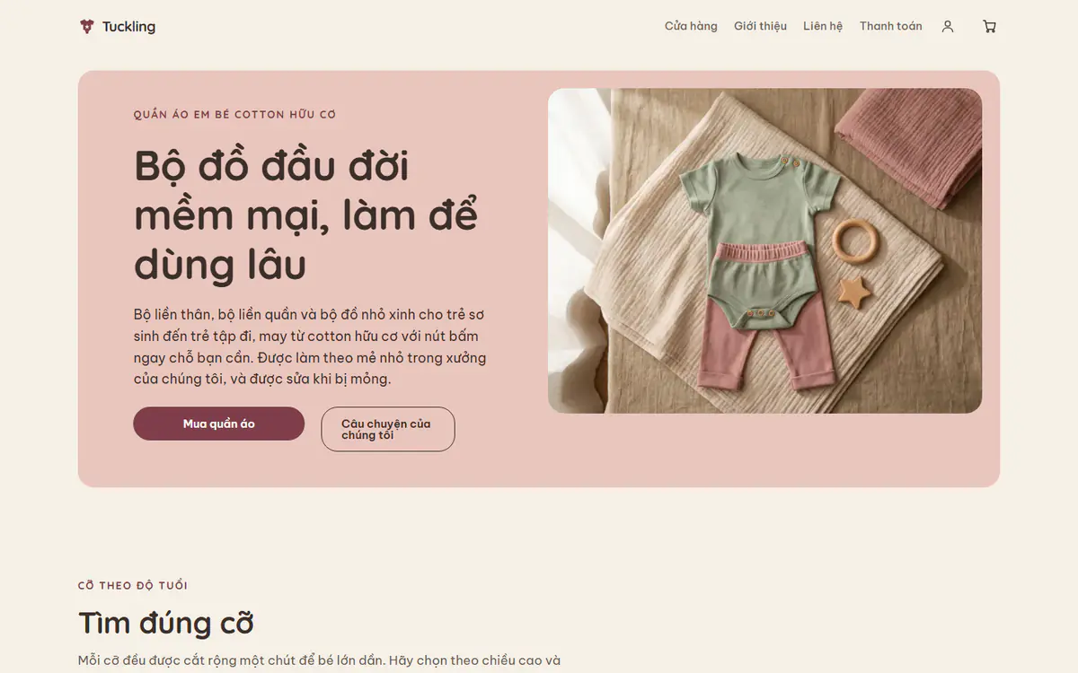 Mẫu cửa hàng quần áo em bé và trẻ em, trên máy tính