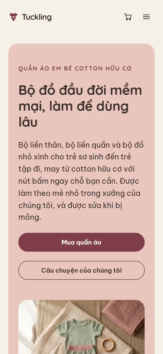 Mẫu cửa hàng quần áo em bé và trẻ em, trên điện thoại