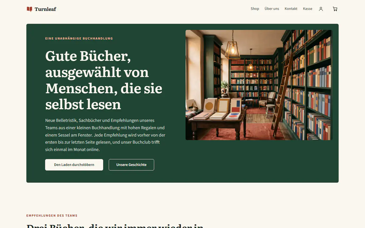 Shop-Vorlage für Buchhandlungen auf einem Computer