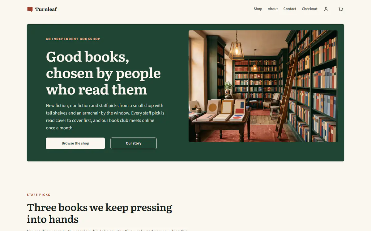 Bookstore template, on a computer