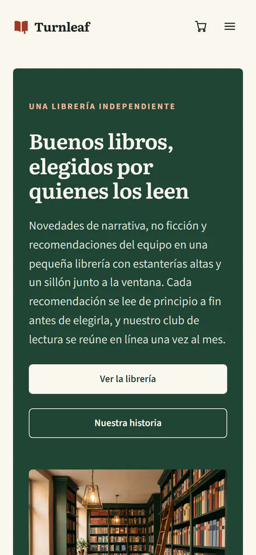 Plantilla de tienda de libros, en el móvil