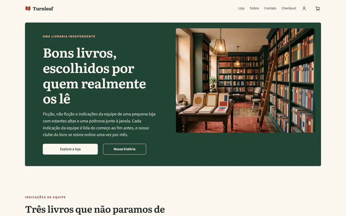 Modelo de livraria, no computador
