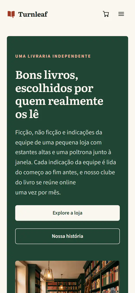 Modelo de livraria, no celular