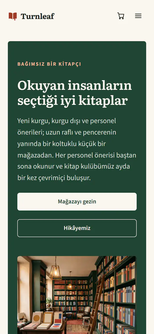 Kitabevi şablonu, telefonda