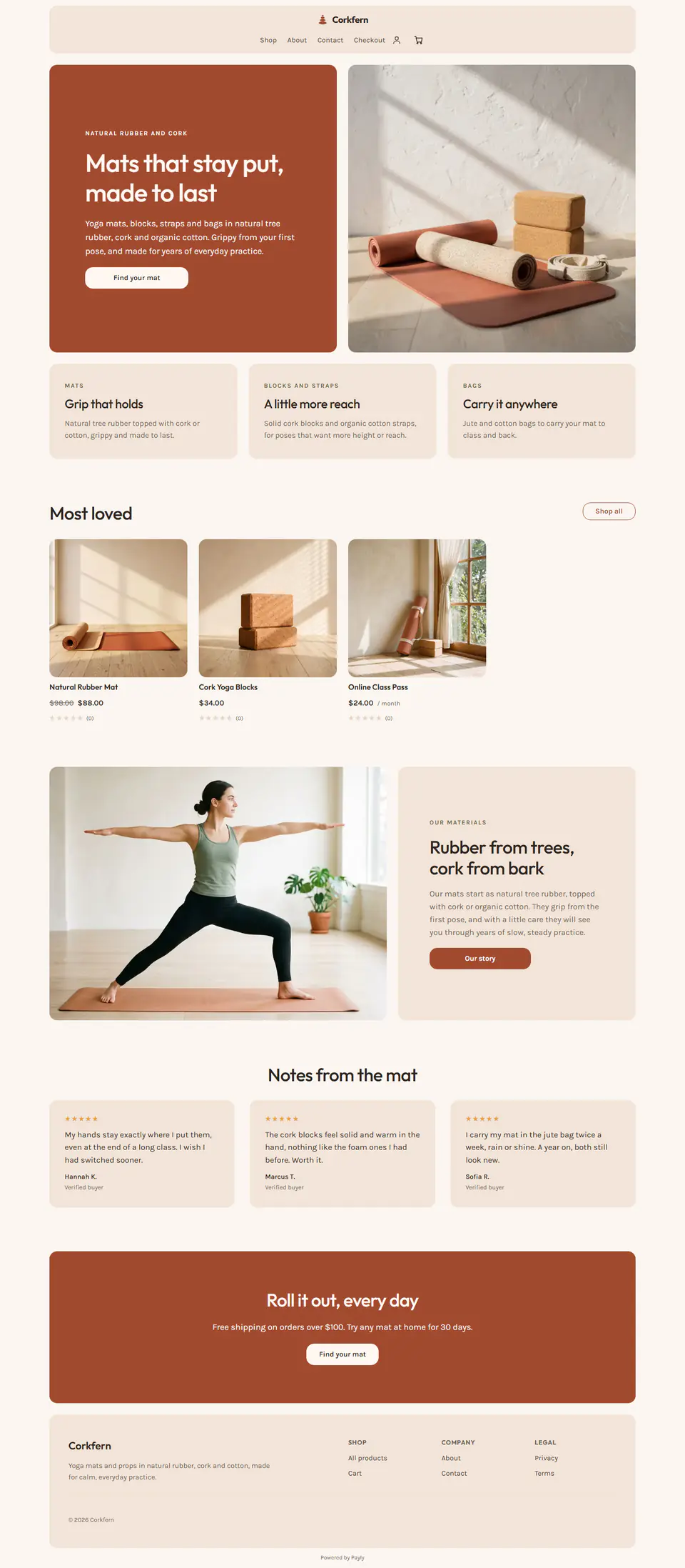 Yoga store template, the whole home page