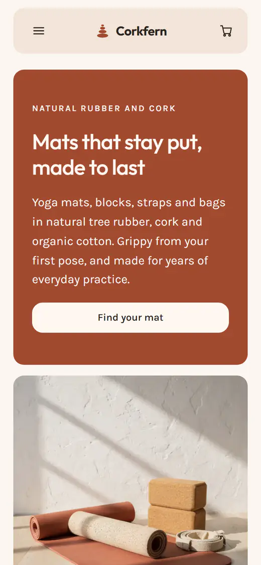 Yoga store template, on a phone