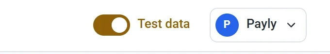 The Test data switch at the top right of the site dashboard, turned on